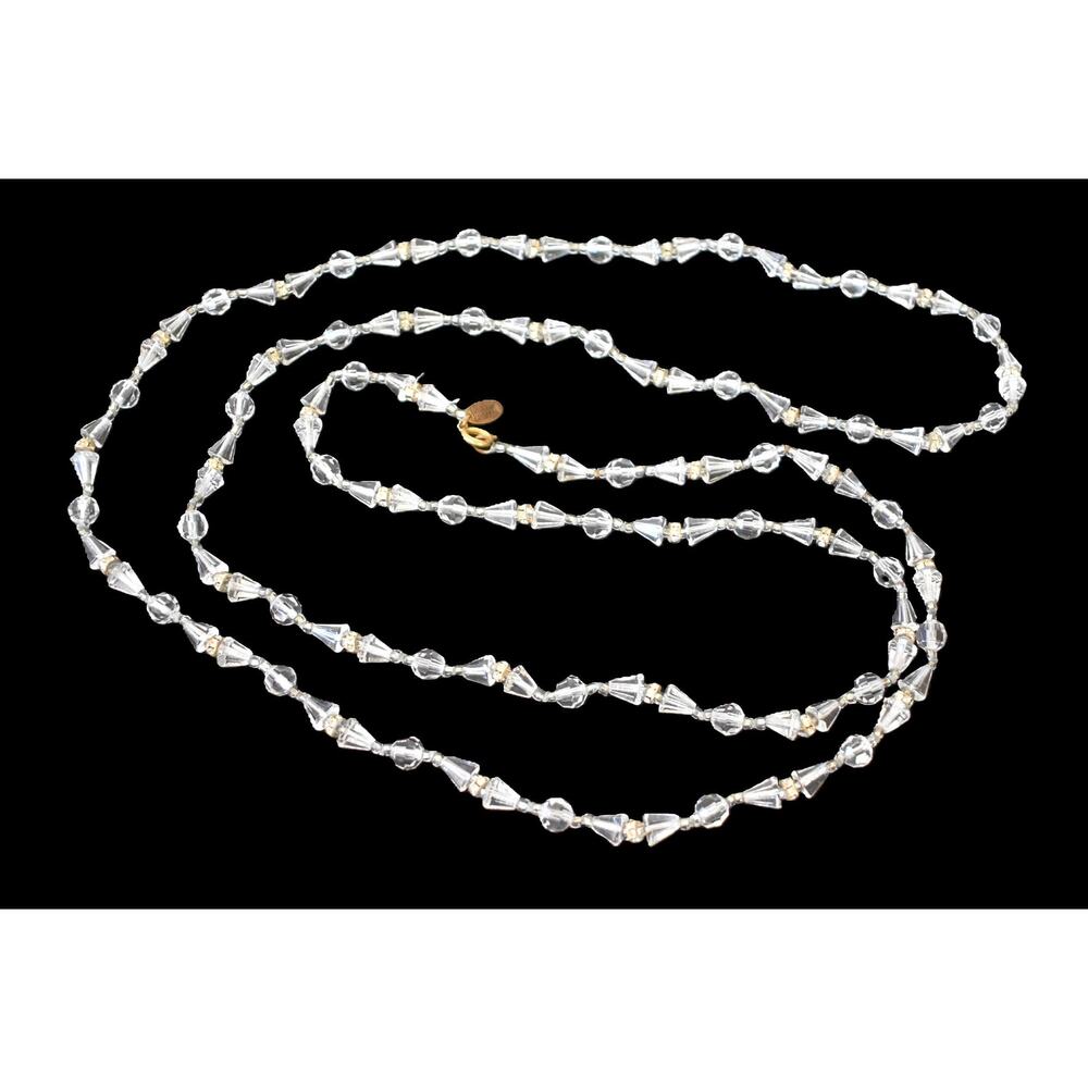 Vintage 50s Signed Miriam Haskell Necklace, Faceted Crystal Beads & Rhinestones